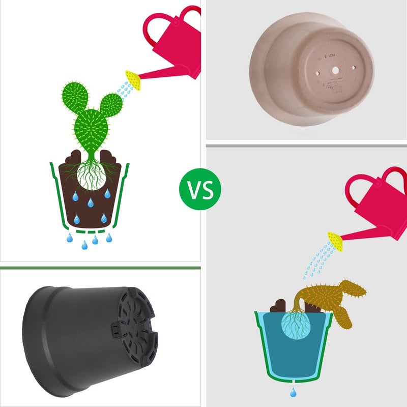 SwinDuck 4 inch Small Plant Pots, 28 Pack Plastic Planters with Drainage Holes and Saucers for Flowers Plants, Succulents, Seed Starting Pots, Black - Image 3